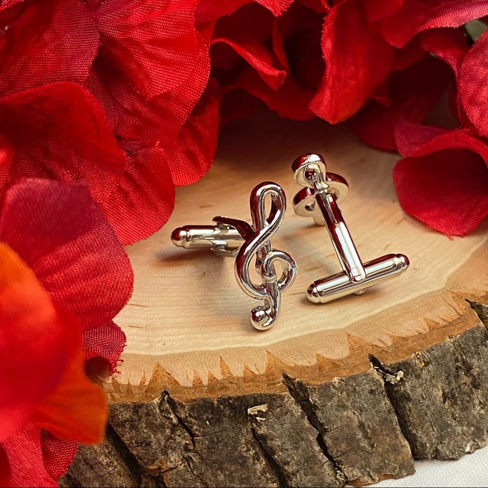 Silver Musical Note Cufflinks - Picture 11 of 16